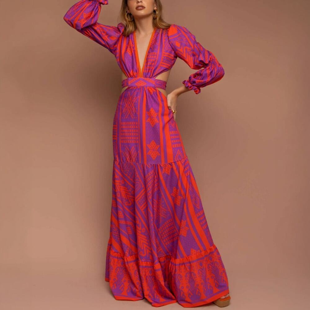 Mar a Mar Serena Resort Maxi Dress in Purple Red NWT Size M